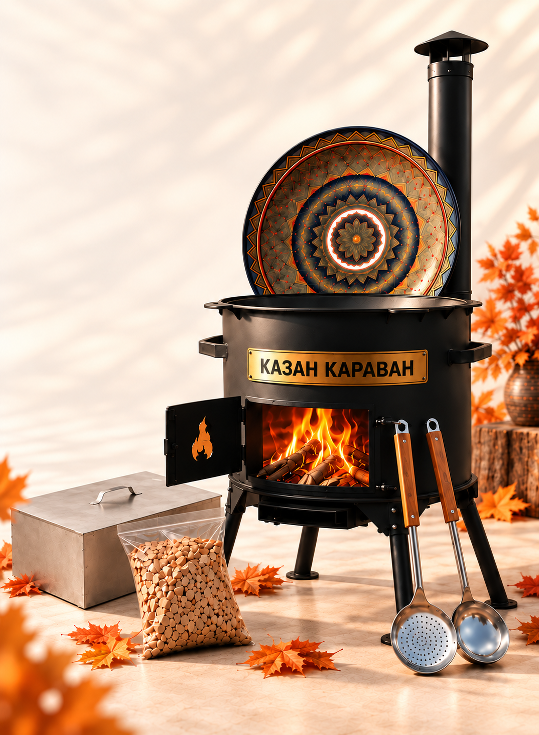 Печь с казаном, простая коптильня и подарки KazanKaravan